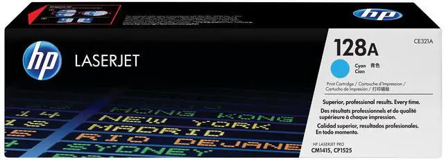 Main image of HP 128A Cyan Original LaserJet Toner Cartridge, ~1,300 pages, CE321A