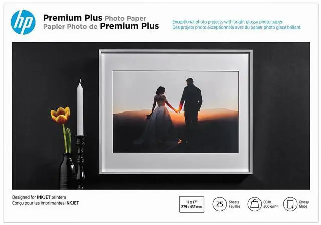 Main image of HP Premium Plus Glossy Photo Paper | 25 Sheets | Tabloid | 11 x 17 in | CV065A