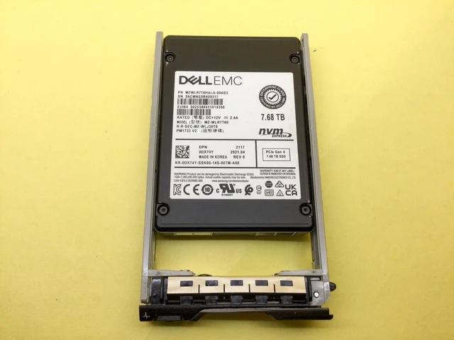 Alt view image 2 of 4 - DX74Y Dell 7.68TB PCIe4.0 NVMe Read Intensive 2.5'' U.2 SSD MZ-WLR7T60
