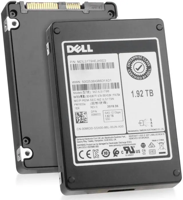 Main image of (NOT FOR HOME PC!) Dell/Samsung PM1633a 1.92TB MZILS1T9HEJH0D3 SAS 12Gb/s 2.5" SSD