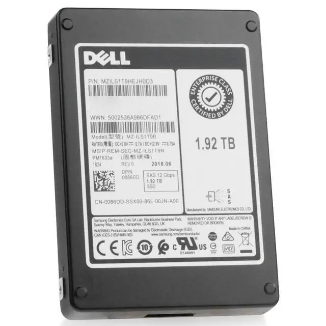 Alt view image 2 of 6 - (NOT FOR HOME PC!) Dell/Samsung PM1633a 1.92TB MZILS1T9HEJH0D3 SAS 12Gb/s 2.5" SSD