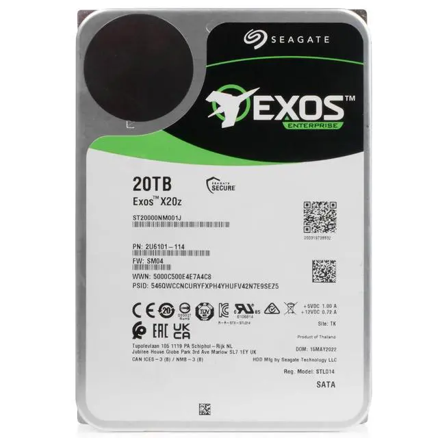 Alt view image 5 of 7 - Host Managed SMR Seagate Exos X20z 20TB ST20000NM001J 7.2K RPM SATA 3.5"