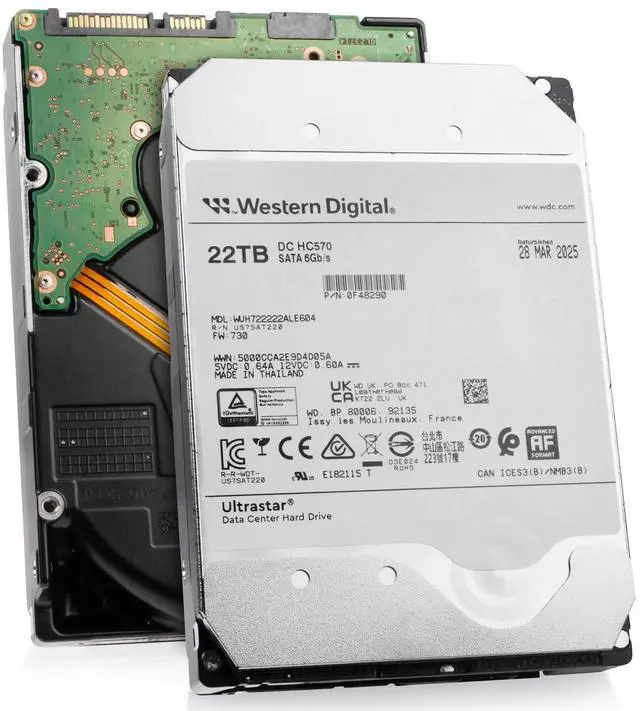 Main image of WD DC HC570 22TB WUH722222ALE604 0F48290 7.2K RPM SATA 6Gb/s 512e 3.5" HDD