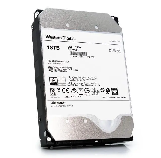 Alt view image 4 of 7 - WD Ultrastar DC HC550 18TB 7.2K SATA 6Gb/s 3.5" HDD - WUH721818ALE6L4 0F38459