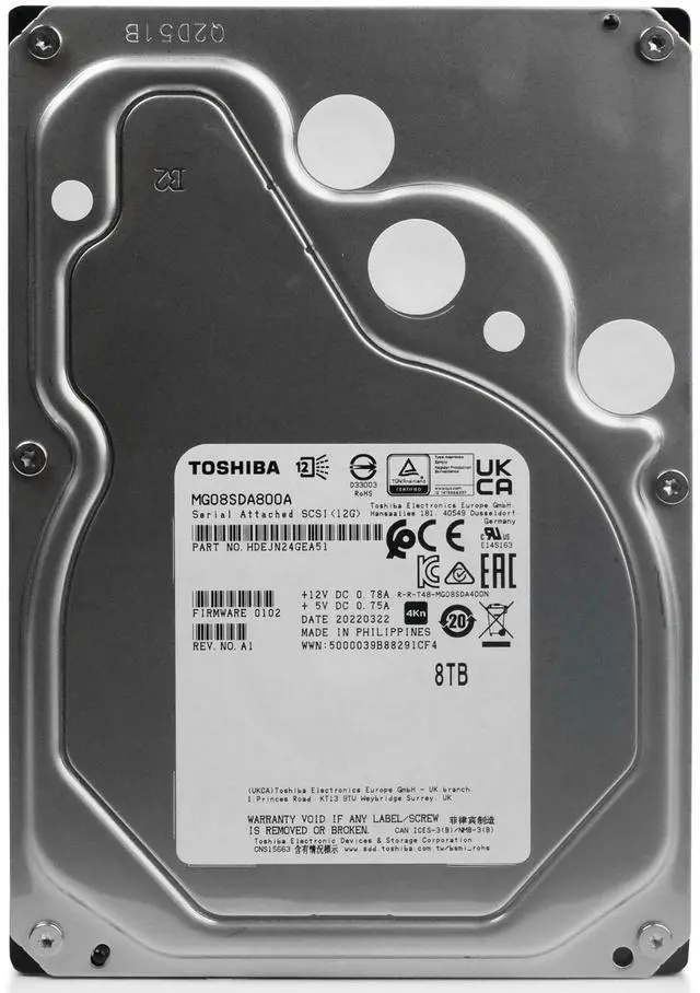 Alt view image 6 of 6 - (NOT FOR HOME PC!) Toshiba MG08 8TB 7.2K RPM SAS 12Gb/s 4Kn 3.5in Enterprise HDD - MG08SDA800A