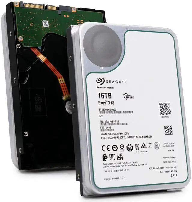 Main image of Seagate Exos X18 16TB ST16000NM000J 7.2K RPM SATA 6Gb/s 512e/4Kn 3.5" HDD