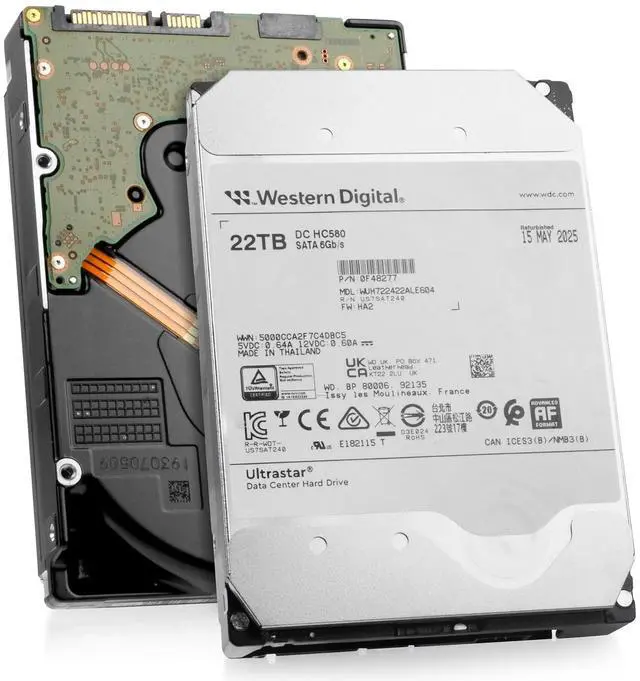 Main image of WD DC HC580 22TB WUH722422ALE604 0F48277 7.2K RPM SATA 6Gb/s 512e 3.5" HDD