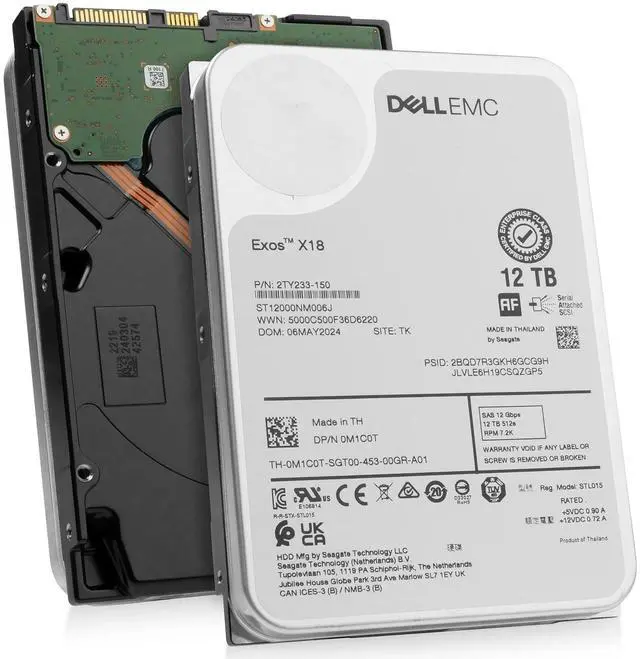 Main image of (NOT FOR HOME PC!) Seagate/Dell Exos X18 12TB 7.2K RPM SAS 12Gb/s 512e 3.5" HDD - ST12000NM006J