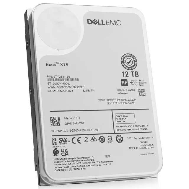 Alt view image 3 of 7 - (NOT FOR HOME PC!) Seagate/Dell Exos X18 12TB 7.2K RPM SAS 12Gb/s 512e 3.5" HDD - ST12000NM006J