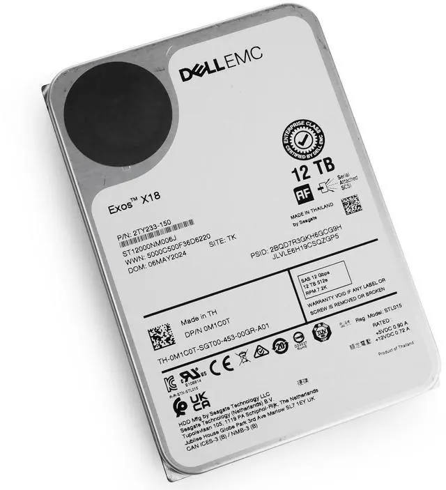 Alt view image 7 of 7 - (NOT FOR HOME PC!) Seagate/Dell Exos X18 12TB 7.2K RPM SAS 12Gb/s 512e 3.5" HDD - ST12000NM006J