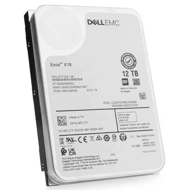 Alt view image 3 of 7 - Dell/Seagate Exos X18 12TB ST12000NM002J 7.2K RPM SATA 6GB/s 3.5" Enterprise HDD