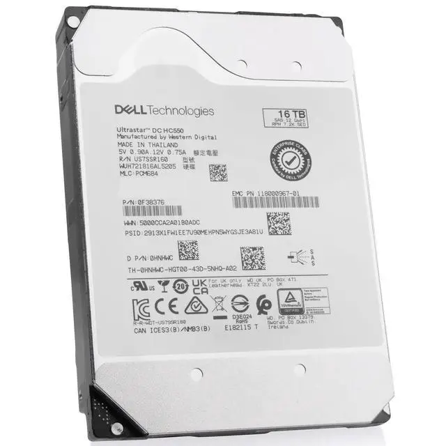 Alt view image 2 of 6 - (NOT FOR HOME PC!) Dell/WD DC HC550 16TB SAS 12Gb/s 3.5in Enterprise HDD - WUH721816AL5205 0F38376