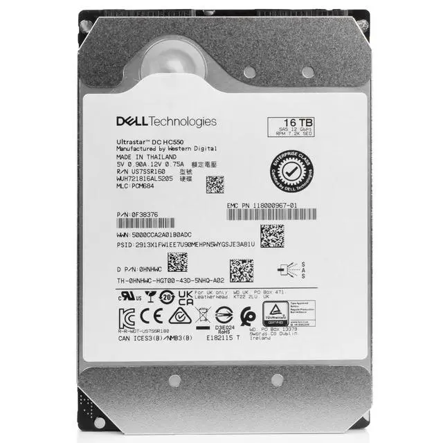 Alt view image 4 of 6 - (NOT FOR HOME PC!) Dell/WD DC HC550 16TB SAS 12Gb/s 3.5in Enterprise HDD - WUH721816AL5205 0F38376