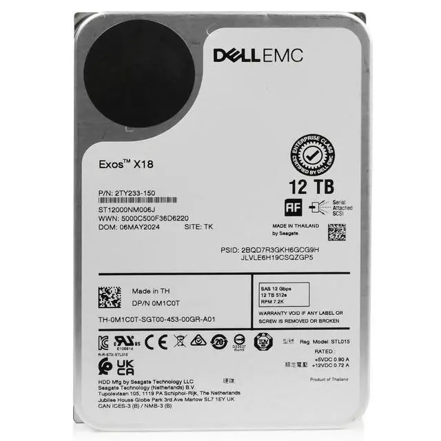 Alt view image 5 of 7 - (NOT FOR HOME PC!) Seagate / Dell Exos X18 12TB ST12000NM006J 7.2K RPM SAS 12Gb/s 512e 3.5" HDD