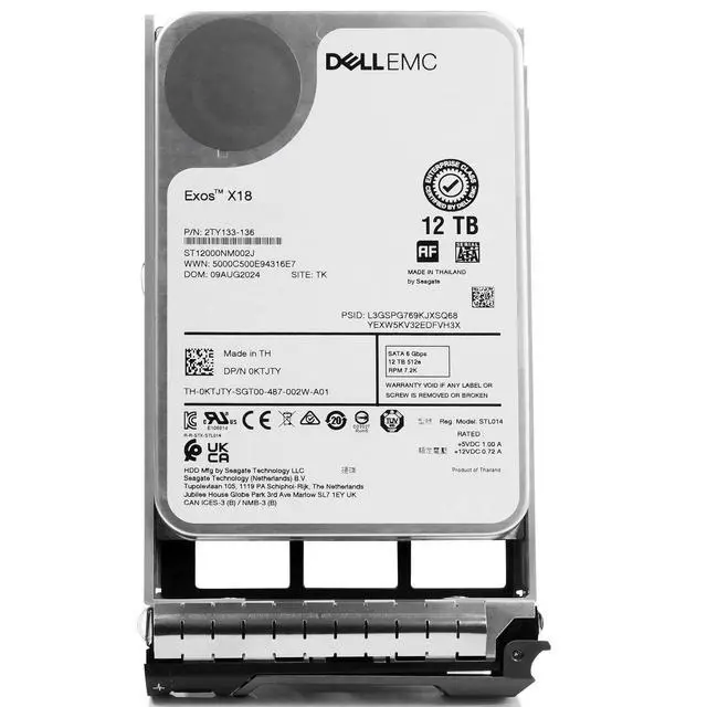 Alt view image 4 of 7 - Dell 12TB 7.2K SATA 6GB/s 512e 3.5" Enterprise PowerEdge HDD G13 0KTJTY