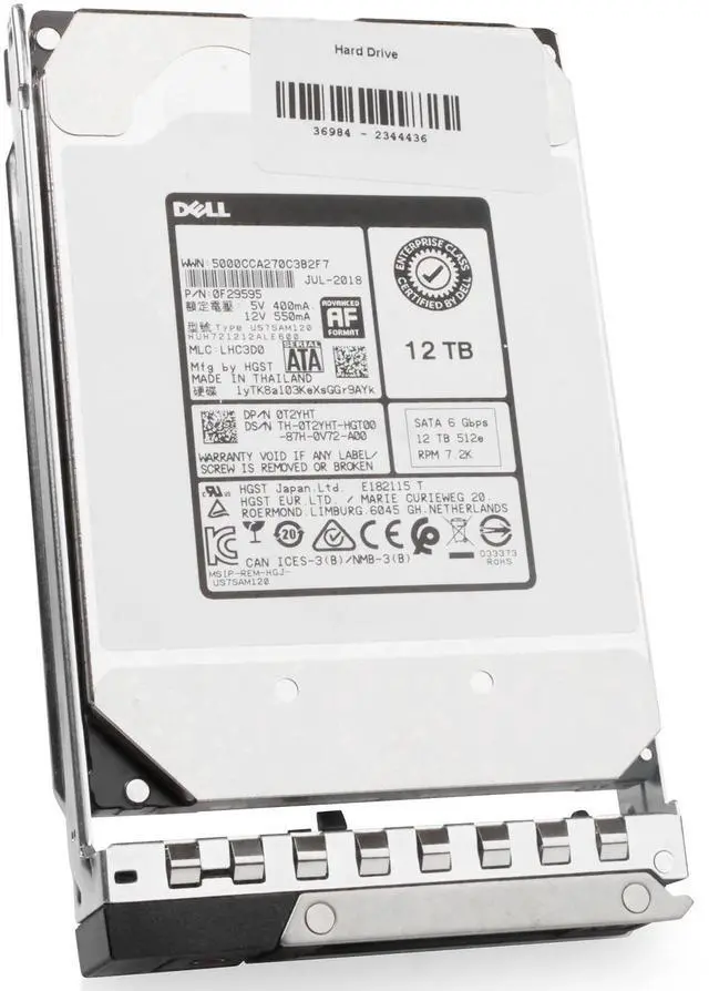 Alt view image 2 of 7 - Dell 12TB 7.2K RPM SATA 6Gb/s 512e 3.5" Enterprise PowerEdge HDD 400-BDKV G16