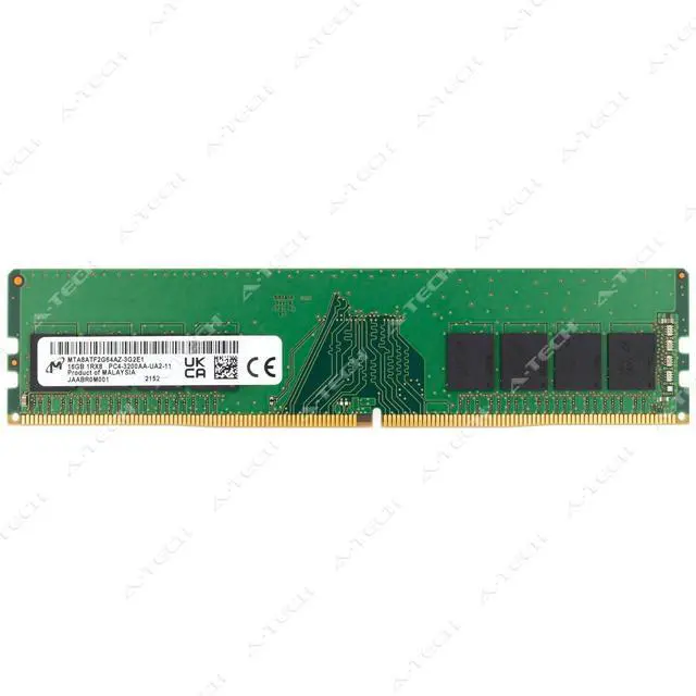 Main image of Micron 16GB DDR4-3200 PC4-25600 1Rx8 DIMM Desktop Memory RAM MTA8ATF2G64AZ-3G2E1