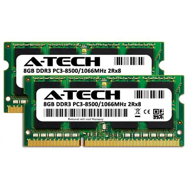 Alt view image 2 of 7 - 16GB KIT 2x 8GB SODIMM DDR3 NON-ECC PC3-8500 1066 MHz Laptop RAM Notebook Memory