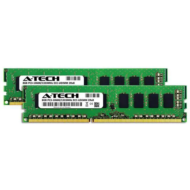 Alt view image 2 of 2 - (NOT FOR HOME PC!) 16GB 2x8GB PC3-10600E ECC Unbuffered UDIMM DDR3 1333MHz 240pin Server Memory RAM