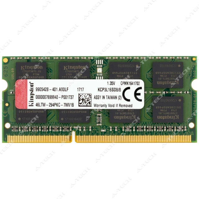 Main image of Kingston 8GB DDR3 1600MHz PC3-12800 2Rx8 SODIMM Laptop Memory RAM (KCP3L16SD8/8)