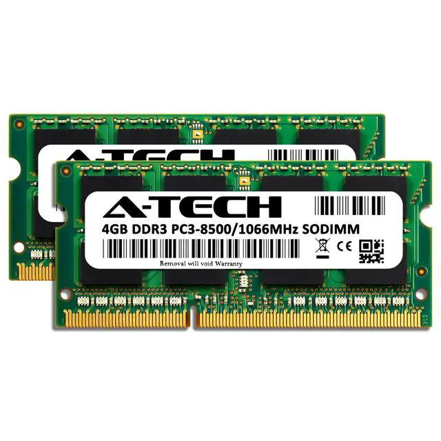 Alt view image 2 of 6 - A-Tech 8GB 2 x 4GB PC3-8500 Laptop SODIMM DDR3 1066 MHz 204-Pin Memory RAM 8G 4G