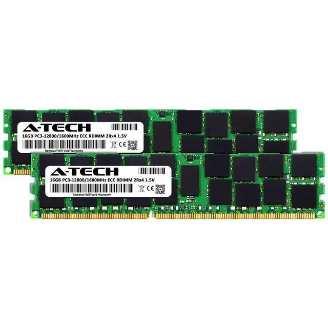 Alt view image 2 of 7 - (NOT FOR HOME PC!) A-Tech 32GB 2x 16GB 2Rx4 PC3-12800R DDR3 1600MHz ECC RDIMM REG Server Memory RAM