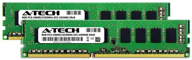 Alt view image 2 of 2 - (NOT FOR HOME PC!) A-Tech 16GB 2x8GB PC3-10600E ECC Unbuffered UDIMM DDR3 1333MHz Server Memory RAM