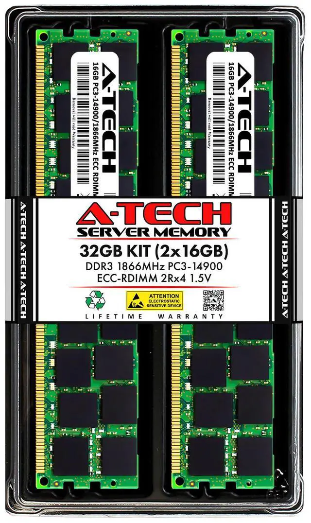 Main image of 32GB 2x 16GB PC3-14900R RDIMM Dell Precision T5610 T3600 T7600 T3610 Memory RAM
