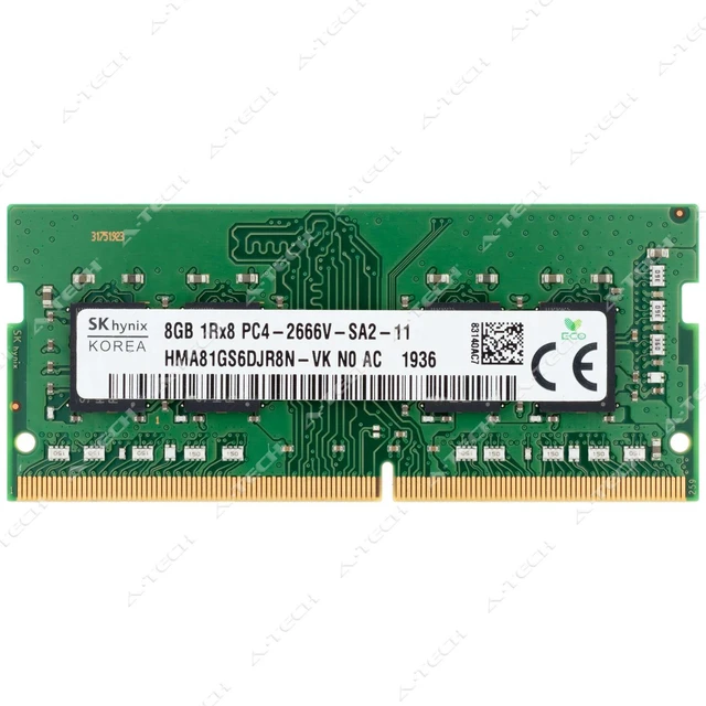 Main image of Hynix 8GB DDR4 2666MHz PC4-21300 1Rx8 SODIMM Laptop Memory RAM HMA81GS6DJR8N-VK