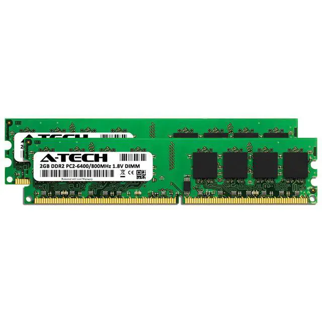 Alt view image 2 of 4 - A-Tech 4GB 2x 2GB PC2-6400 Desktop DIMM DDR2 800 MHz Non-ECC Memory RAM 6400U 4G