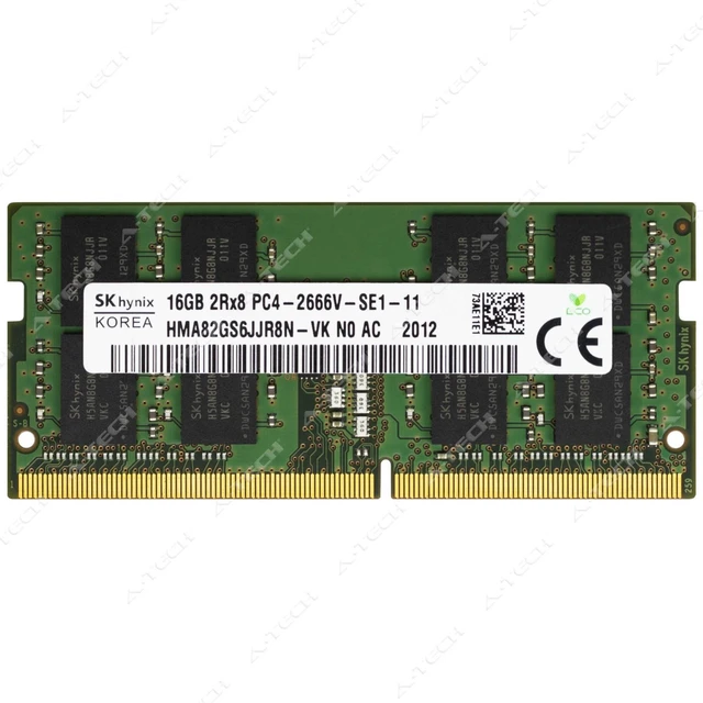 Main image of Hynix 16GB DDR4 2666MHz PC4-21300 2Rx8 SODIMM Laptop Memory RAM HMA82GS6JJR8N-VK