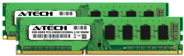 Alt view image 2 of 7 - 4GB KIT 2 x 2GB DIMM DDR3 NON-ECC PC3-10600 1333MHz 1333 MHz DDR-3 4G Ram Memory