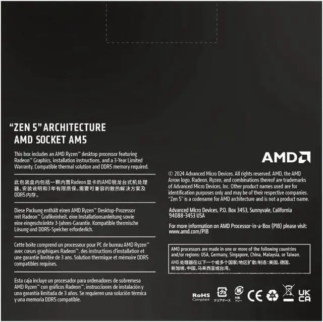 Alt view image 4 of 5 - AMD Ryzen 9 9950X (Zen 5) 16-Core 4.3GHz AM5 170W w/ Radeon Graphics CPU