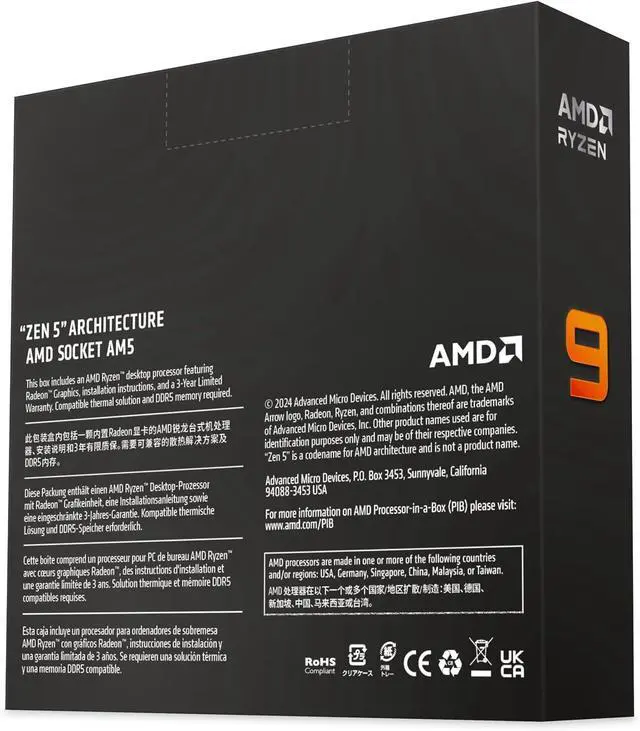 Alt view image 5 of 5 - AMD Ryzen 9 9950X (Zen 5) 16-Core 4.3GHz AM5 170W w/ Radeon Graphics CPU