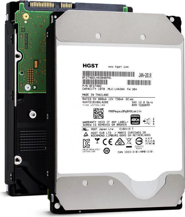 Main image of (NOT FOR HOME PC!) HUH721010AL4200 HGST Ultrastar He10 10TB 7200RPM SAS 12Gbps 256MB
