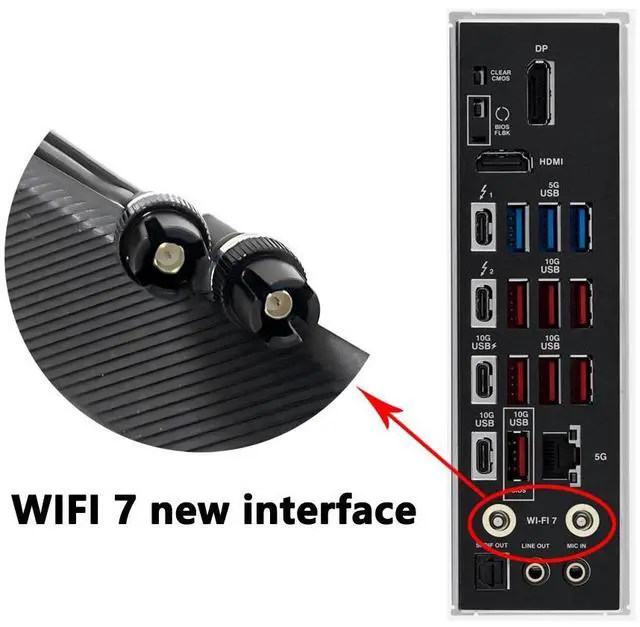 Alt view image 5 of 7 - WiFi 7 2.4/5/6GHz Antenna Interface for Gigabyte B860M AORUS ELITE/B860M GAMINGX