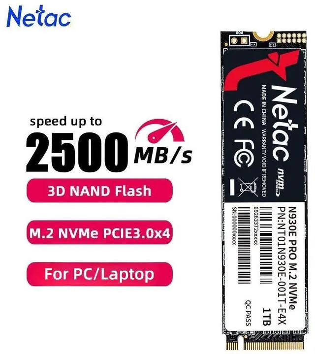 Main image of Netac 256GB M.2 2280 Internal SSD PCIe Gen3x4 NVMe Solid State Drive 2500MB/s - OEM