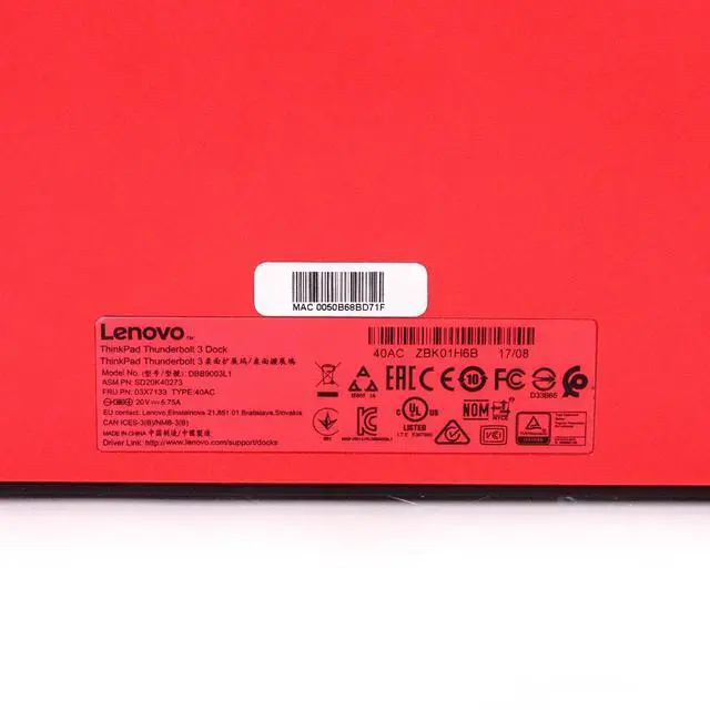 Alt view image 5 of 5 - Lenovo ThinkPad Thunderbolt 3 Dock 40AC Docking Station DBB9003L1 03X7133 -No AC