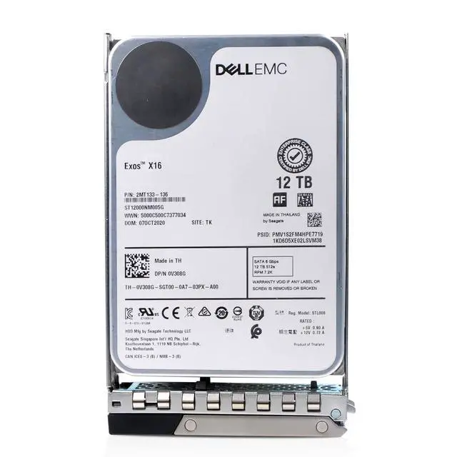 Alt view image 4 of 6 - Dell 12TB 7.2K RPM SATA 6Gb/s 512e 3.5" HDD 0V308G G16