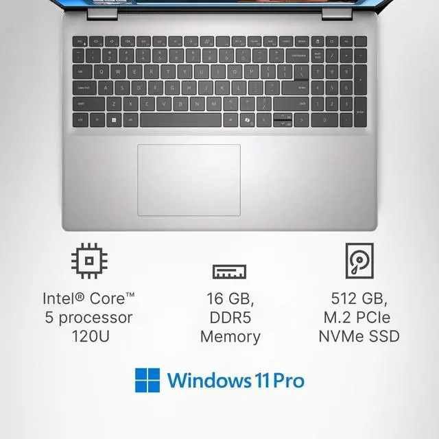 Alt view image 3 of 7 - 2026 Dell Laptop 16" Touch Backlit Intel 5 120U 16GB RAM & 512GB SSD Office 2024