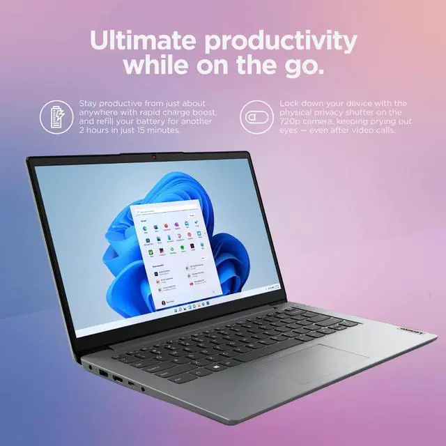 Alt view image 7 of 7 - 2026 Lenovo IdeaPad Laptop Computer 14" Slim Intel CPU, 12GB RAM & 640GB Storage