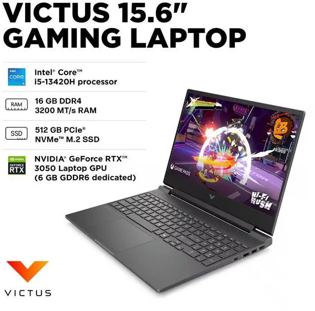 Alt view image 3 of 7 - 2026 HP Victus Gaming Laptop 15.6" Intel i5-13420H RTX 3050 16GB RAM 512GB SSD