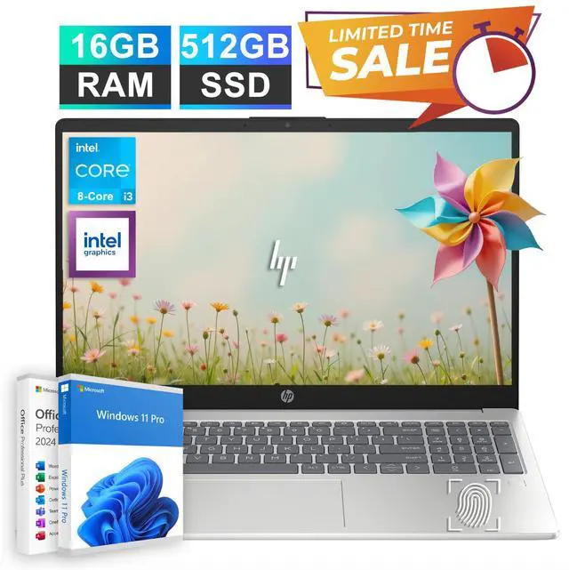 Main image of 2026 HP Laptop Notebook 15.6" FHD 8-Core Intel i3 16GB RAM 512GB SSD Office 2024