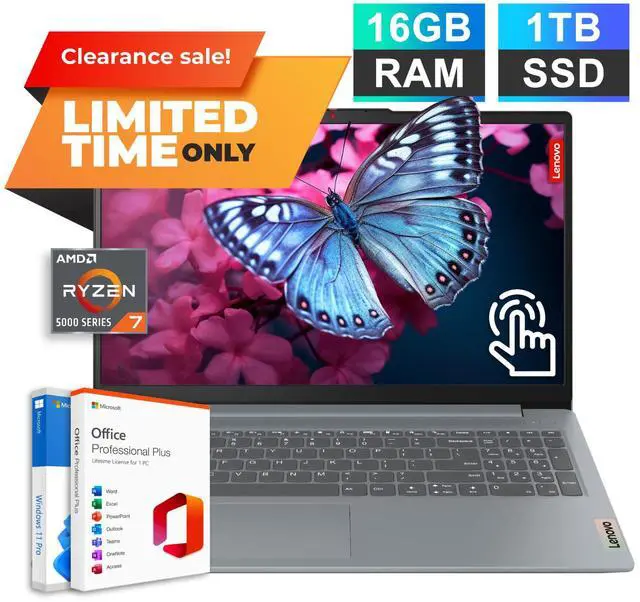 Main image of 2026 Lenovo Slim 3 Business Laptop 15.6 AMD Ryzen 7 16GB RAM 1TB SSD Office 2024