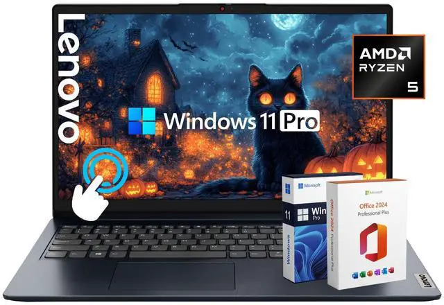 Main image of Lenovo IdeaPad Laptop 15.6" FHD Touch AMD Ryzen 5, 8GB RAM 512GB SSD, Win 11 Pro