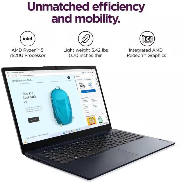 Alt view image 6 of 7 - Lenovo IdeaPad Laptop 15.6" FHD Touch AMD Ryzen 5, 8GB RAM 512GB SSD, Win 11 Pro