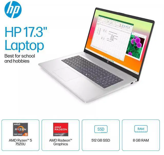 Alt view image 4 of 7 - 2026 HP Pavilion Laptop 17.3" FHD, AMD Ryzen 5, 8GB RAM & 512GB SSD Win 11 Pro