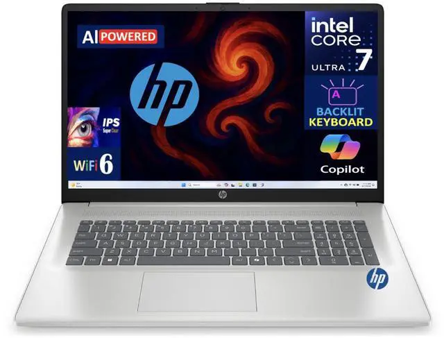 Main image of HP AI Powered 17.3" FHD IPS Intel Ultra 7 255U 16GB DDR5 256GB SSD Win11S Laptop