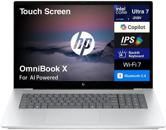 Main image of HP OmniBook X AI 17.3" Touch IPS FHD Intel Ultra 7 258V 32GB 2TB SSD W11H Laptop