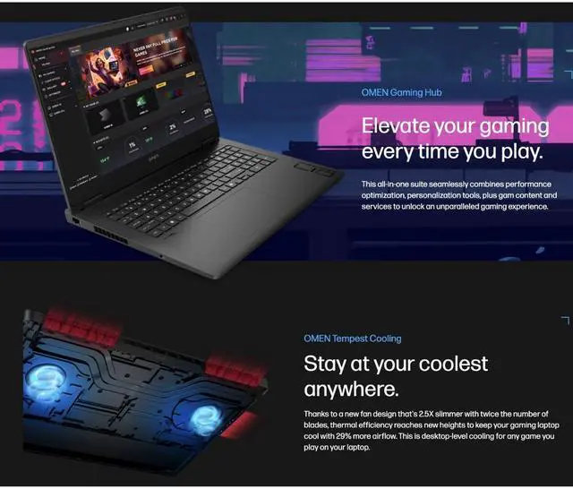 Alt view image 2 of 5 - HP OMEN 17.3" QHD AMD Ryzen AI 9 365 2GHz 16GB 512GB SSD GeForce RTX 5070 W11H